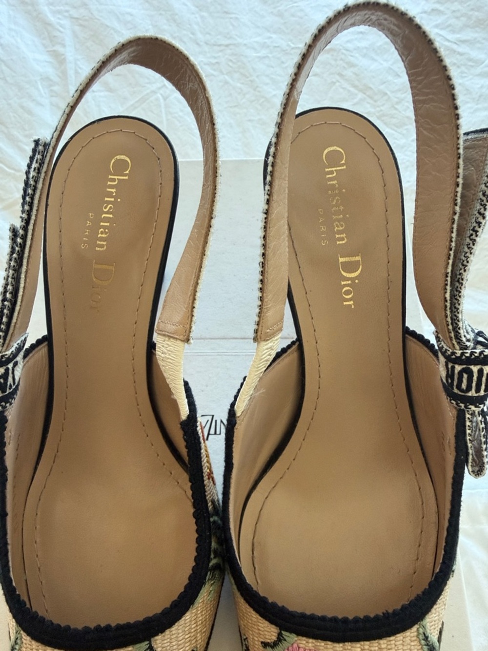 Dior Embroidered Floral Slingback Pumps in Beige, Pink and Green - Picture 2 of 11